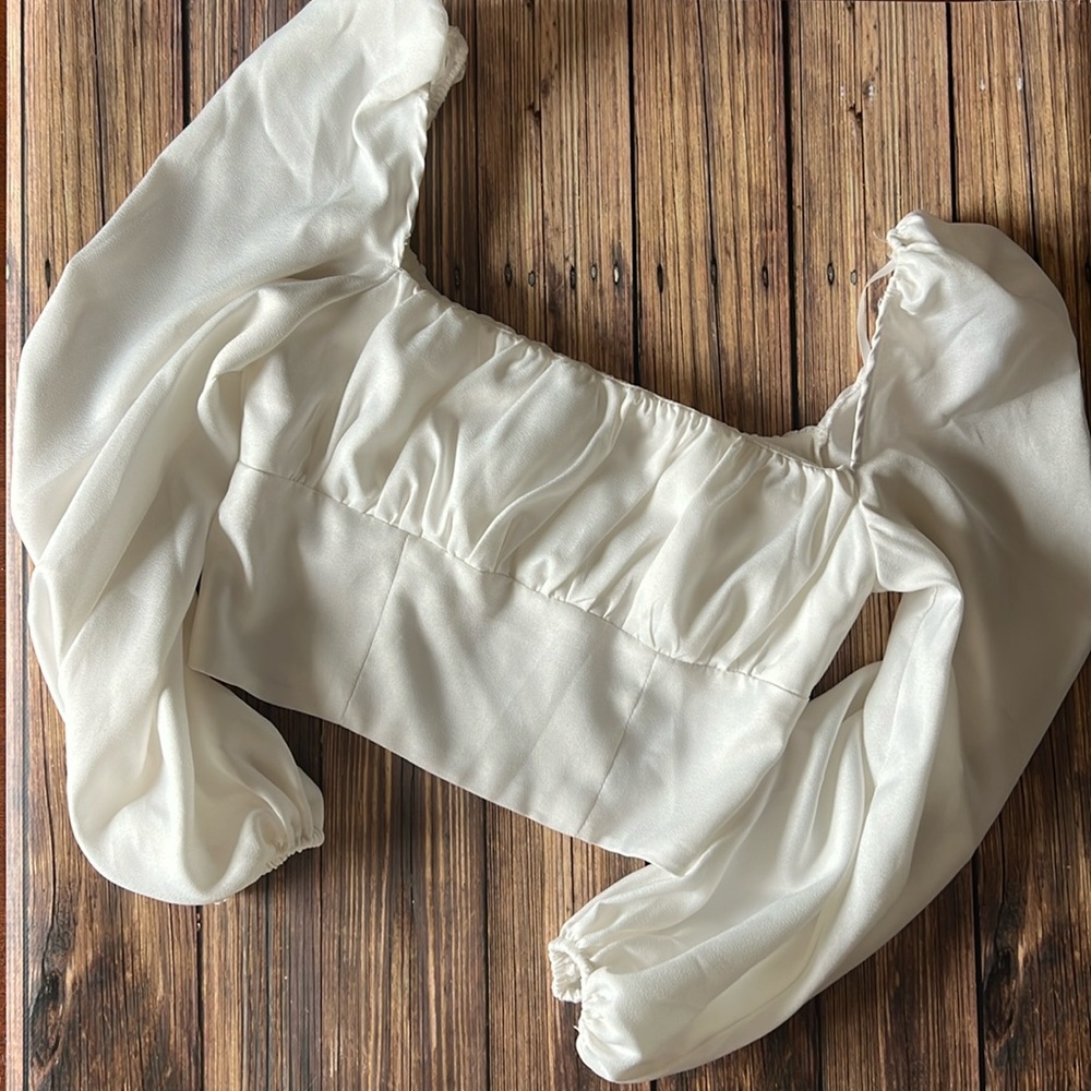 Princess Polly White Puff Sleeve Off Shoulder Crop Top 4